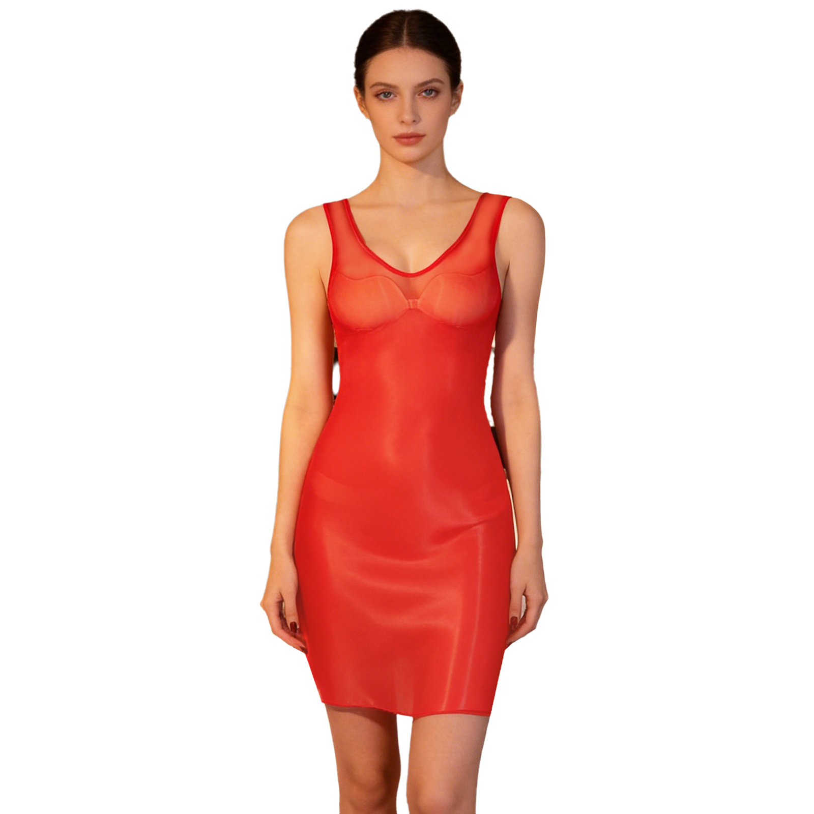 Womens Glossy Sheer Bodycon Dr - Babydoll Chemise Night ulasan dan harga