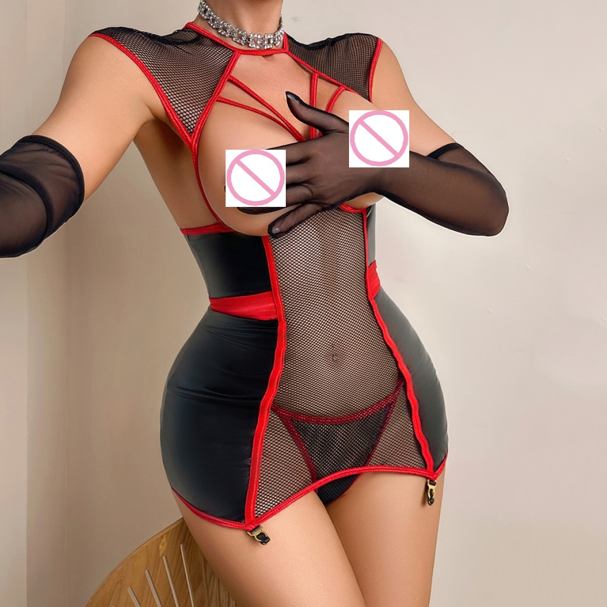 Wholesale Women's Sexy Mesh Se - Garter Belt Set ulasan dan harga