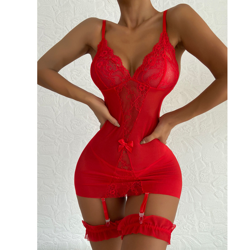 Transparent V-neck Strap Night - Babydoll Chemise Night ulasan dan harga